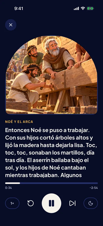 Noé y el arca en el reproductor de cuentos