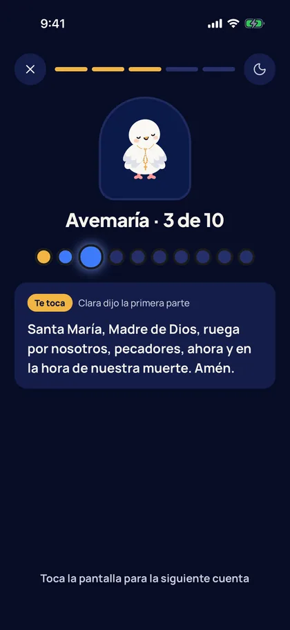 Una decena del Rosario para niños, con cuentas grandes de colores